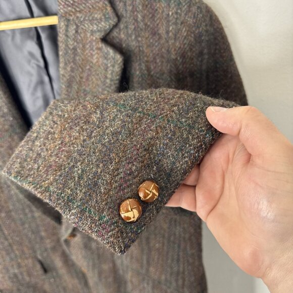 Saint Laurie Men 40S Short Tweed Wool Brown Blazer Sports Coat - Picture 2 of 7